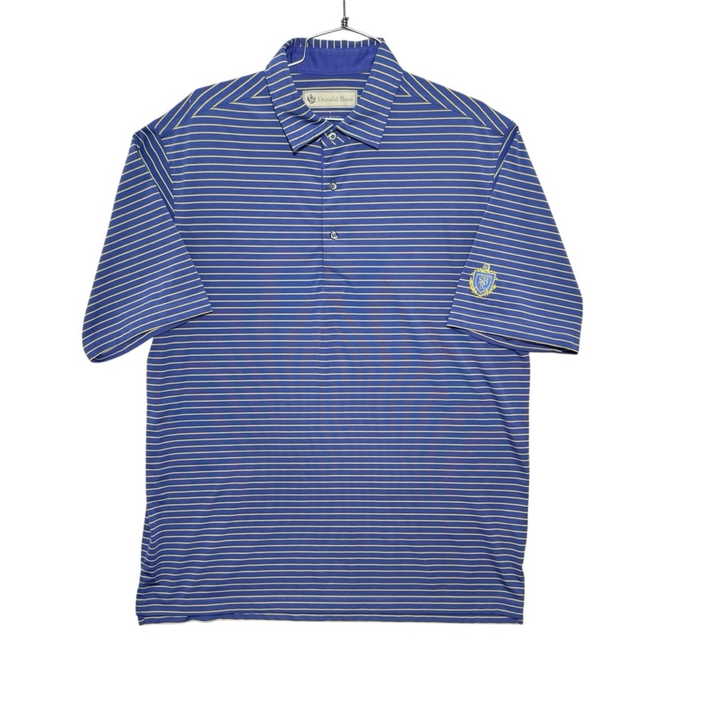 Donald Ross Golf Polo Shirt Stone Bridge Ranch Blue/Green Striped Men's Size L